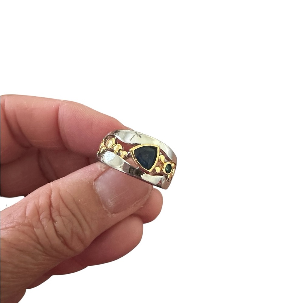 Silver and Gold Geometric Ring